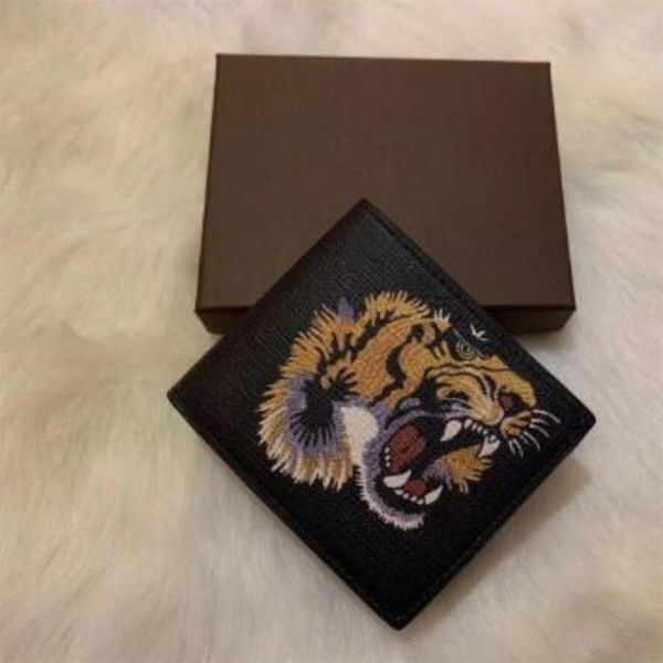 

men animal short wallet leather black snake tiger bee wallets women long style luxury purse card holders with gift box 76e, Red;black