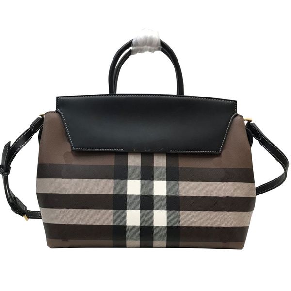 

7a new checked totes bag shoulder messenger bags tartan handbag gold letter buckle cowhide genuine leather plain removable shoulder strap pl