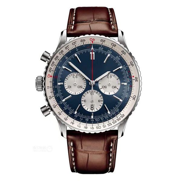 

2022 mens automatic mechanical watch 50mm leather strap blue black sapphire wristwatches super luminous montre de luxe buttf, Slivery;golden