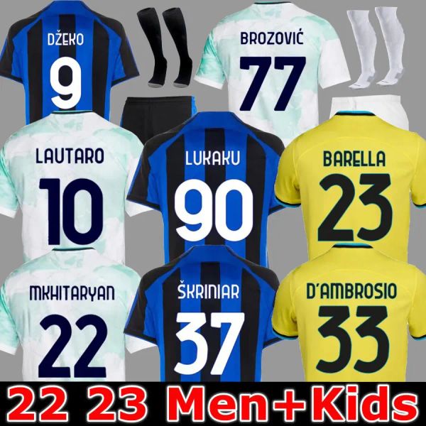 

2023 lukaku soccer jerseys barella inters dzeko milans lautaro vidal j. correa 22 23 football shirt calhanoglu gagliardini men kit yellow 3r, Black;yellow
