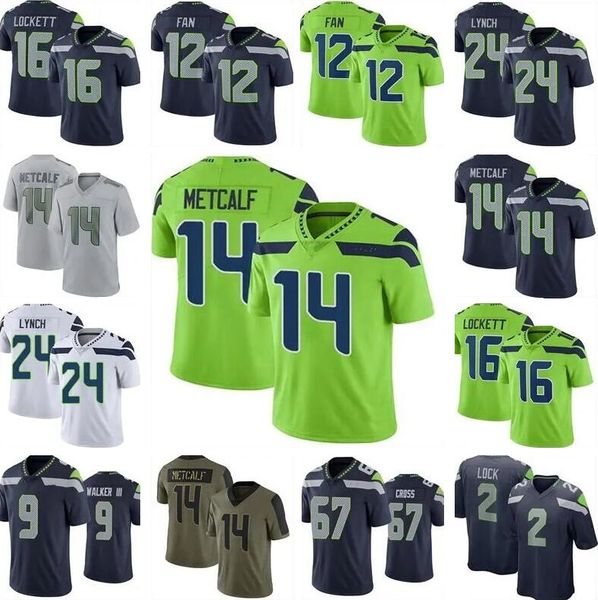 

ken walker iii football jersey geno smith 2 drew lock 14 dk metcalf jamal adams tyler lockett charles cross noah fant harris chris carson 24, Black;red