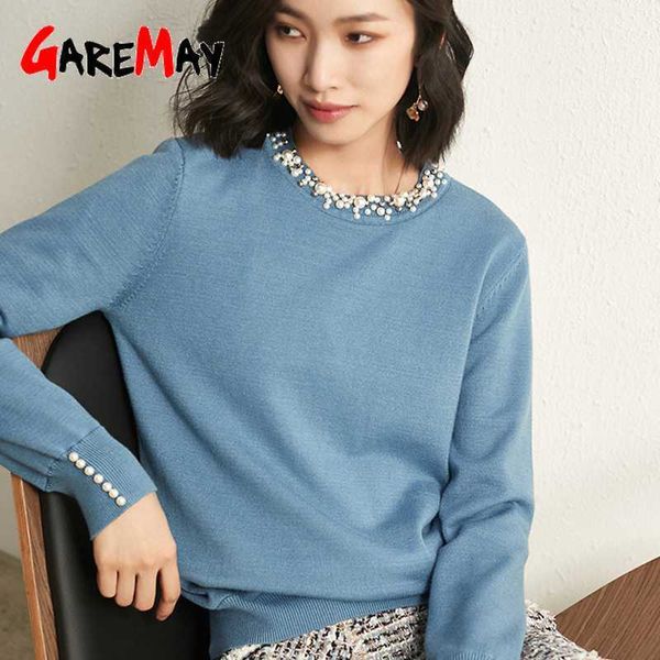 

women's sweaters autumn winter pearl beaded women long sleeve sweaters knitted white black knitwear slim-fit luxury designer sweater 23