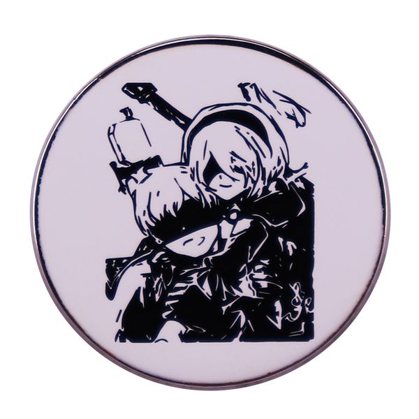 

game nier automata 2b and 9s enamel pin manga badge gamer gift, Blue
