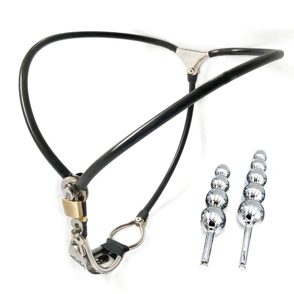 

mens g-strings female chastity belt pant invisible stainless steel chastity device underwear with lock vaginal plug bondage se, Black;brown