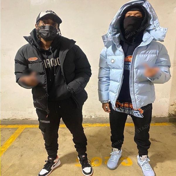 

trapstar down jacket luxury designer embroidered letter zipper jacket winter men and women warm cotton coat hip hop high street tide br iknd, Black