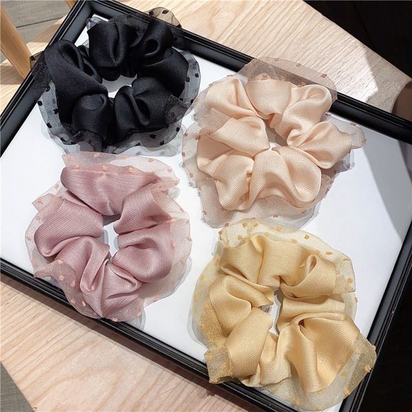 

new solid color corduroy stripe ribbon hair scrunchie elastic hairs bands korean hair accessories for women girls ponytail headwear 1397, Slivery;white