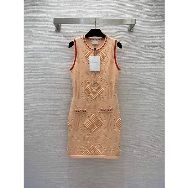 

luxury 2023 elegant lady single breasted dress women sleeveless knit solid knitted high waist dresses knitwear, Black;gray