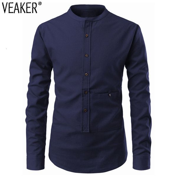 

mens casual shirts mens slim fit solid color shirt male mandarin collar shirts casual s2xl 230114, White;black