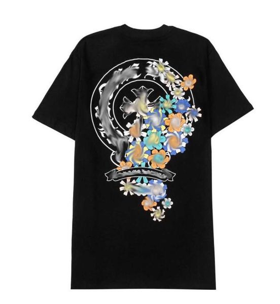 

luxury fashion mens t shirts ch brand man t-shirt horseshoe flower tees summer cross sanskrit letter short sleeve designer tshirts women 15, White;black