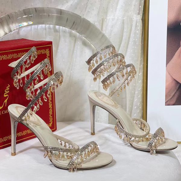 

stiletto sandals chandeler rene nude crystal lamp ornament sandal shoes for women stiletto heel glitter soles 9.5cm lady designer high heels, Black