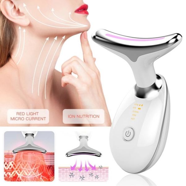 

mesotherapy gun neck face beauty device led pon therapy skin tighten reduce double chin anti wrinkle remove lifting massager care tools 2301, Black;white