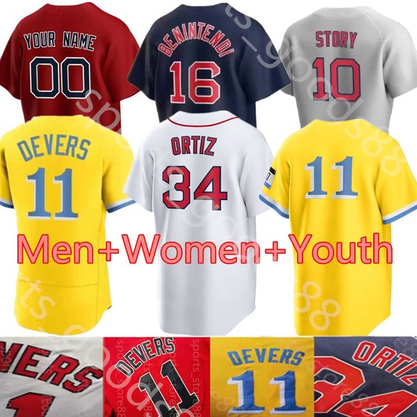

2023 custom s-4xl 10 trevor story 34 david ortiz jerseys martinez rafael devers ted williams andrew benintendi baseball jersey, Blue;black