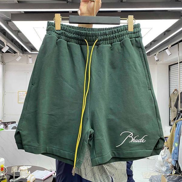 

wanbao men's wear rhude terry elastic waist shorts street summer drawstring embroidered letters trendy men loose sweatpants w2wy m799, White;black