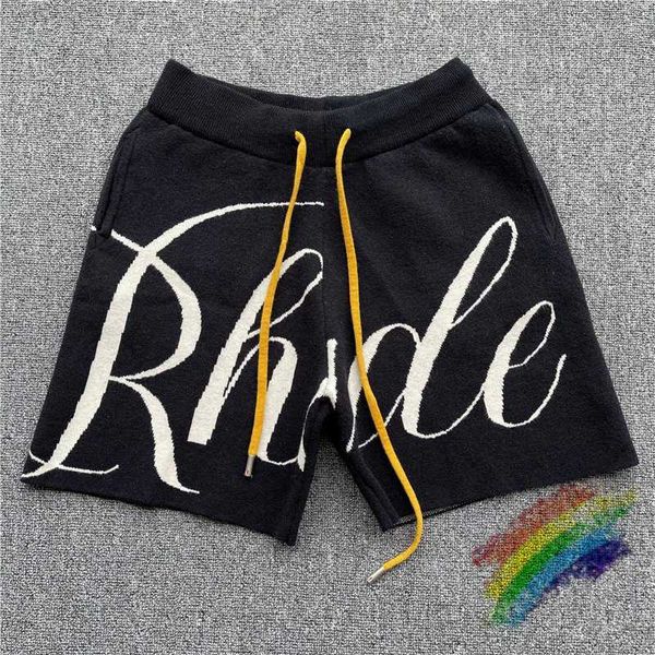 

wanbao men's wear rhude jacquard drawstring shorts men women 1 yellow knit breeches lvh4 27ah, White;black