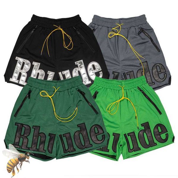 

oversize rhude casual shorts men women patchwork yellow drawstring green blue beach summer lf3x 9qcp, White;black