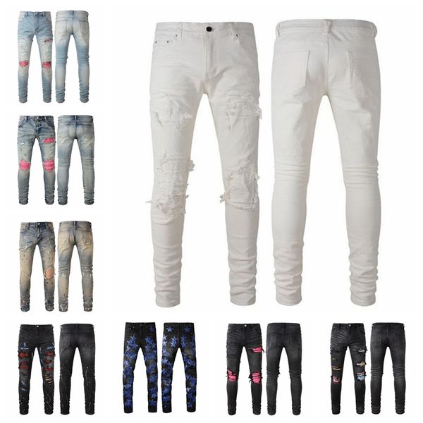 

clothing navy jeans vaqueros montana men women panther print army green long distrressed cotton rabbit sticker embroidery slim denim straigh, Blue