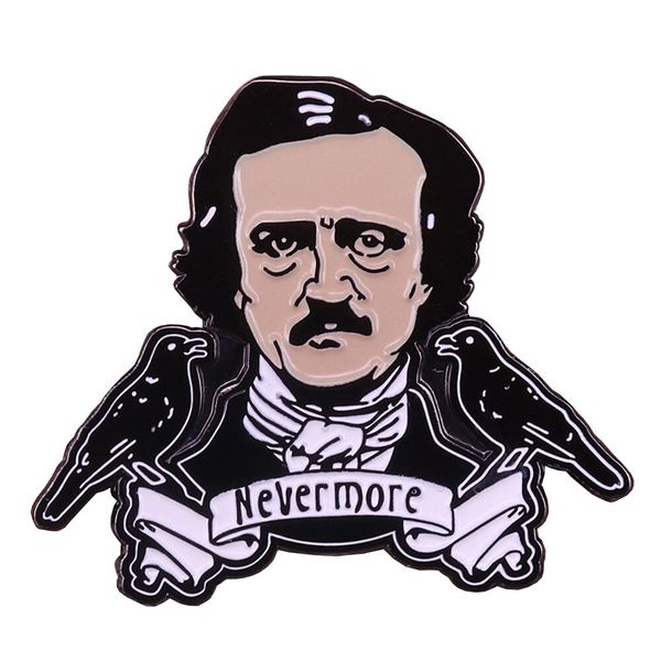 

edgar allan poe brooch never more enamel pin, Blue