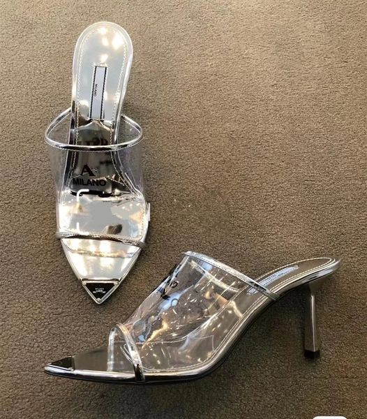 

sandals milano 2023 transparent sandals for women summer new brand high heels clear slippers fairy wedding shoes luxury designer tria, Black