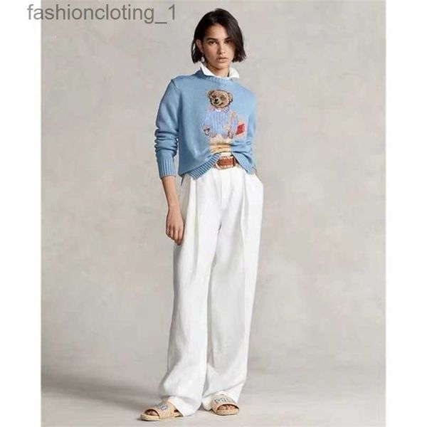 

womens s cartoon rl bear women winter clothing fashion long sleeve knitted pullover sweater wool cotton cashmere coat 221102, White;black