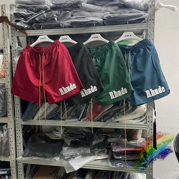 

men's t-shirt embroidery rhude beach shorts men women wine red green black blue breeches inside mesh mrn9 bv9g, White;black