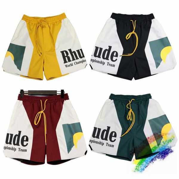 

wanbao men's wear rhude shorts men women yellow blue black red green patchwork moonlight mesh sunset breeches mvs0 hcrb, White;black