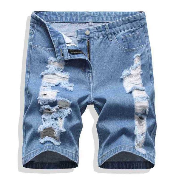 

men's jeans 2020 new denim capris men's style wear out pants fashion jeans, Blue