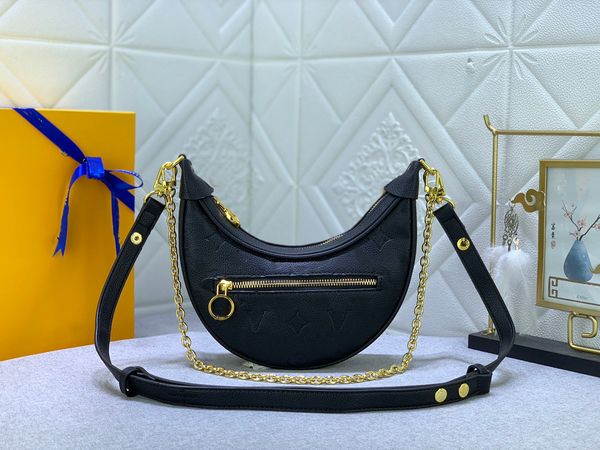 

designer lady portable evening bags crescent leather luxury floral pattern classic inner compartment 23-13-6 cm