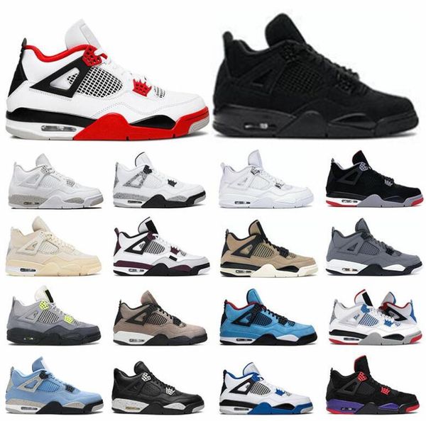 

2023 men basketball shoes 4s jumpman fire red university blue sail bred cool grey what the 4 black cats white mens sport sneakers size