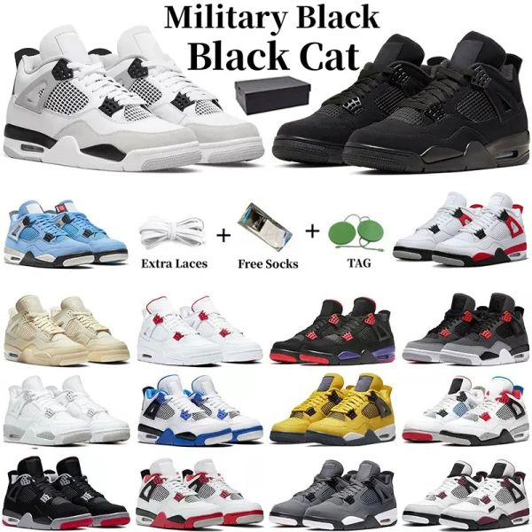 

with box jumpman 4 4s basketball shoes men women military black cat sail red thunder white oreo cactus university blue infrared red cement t