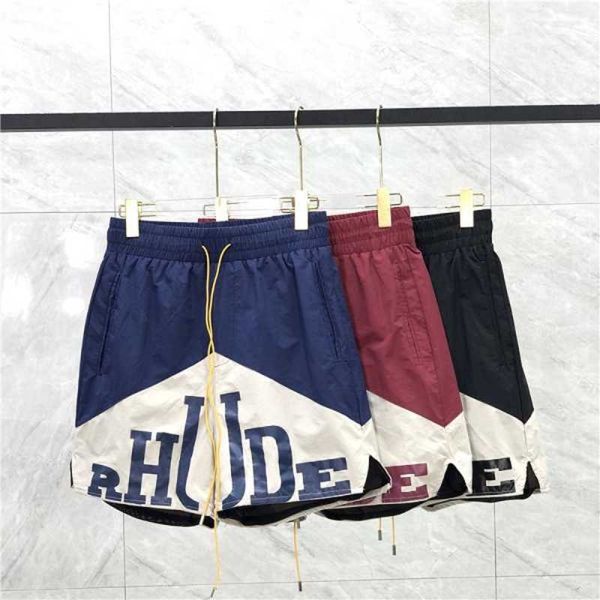 

wanbao men's wear 23ss patchwork color splicing rhude shorts men women eu size 100% cotton fashion summer casual ll22 qxef, White;black