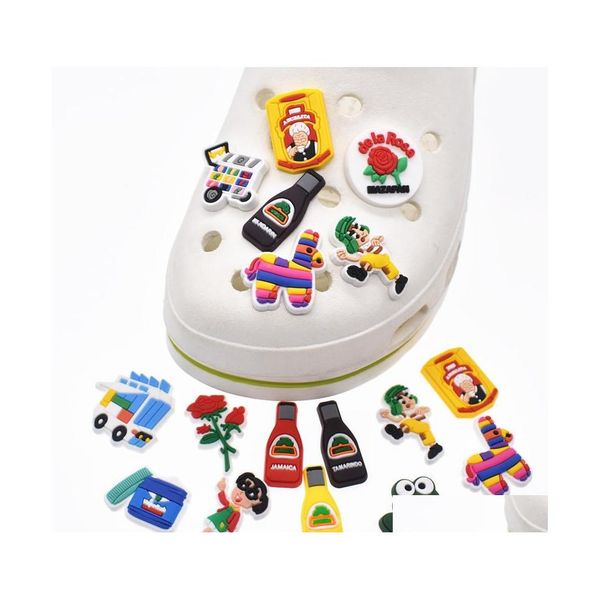 

shoe parts accessories manufacture wholesale mexican style croc charms hispanic beer wine bottle pvc party kids gift drop dhhrf, White;pink