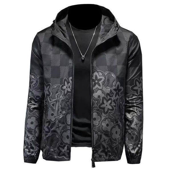 

spring men's hooded jacket thin men's jacket youth large jacket men, Black;brown