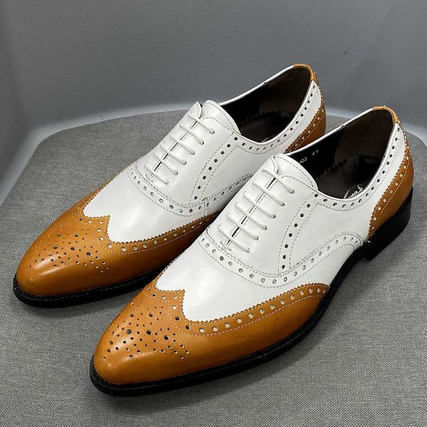 

dress shoes mens handmade shoes genuine leather classic wingtip oxford whi, Black