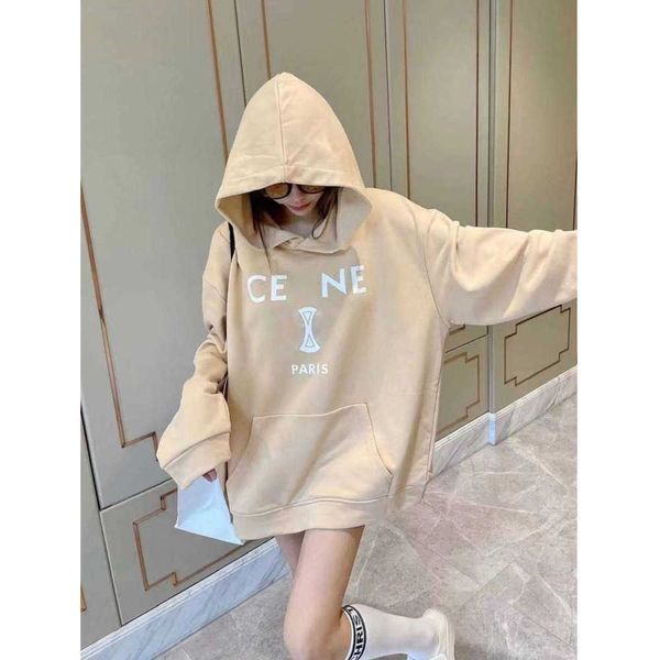 

fashion brand simple hoodies celien autumn letter printing hooded sweater men's and women's loose large size casual coat, Black