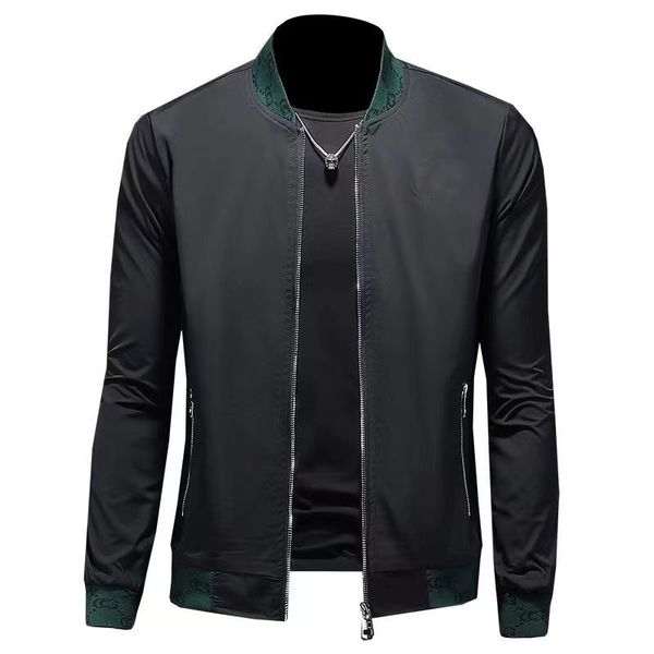 

letter embroidered men's jacket autumn short baseball jacket simple and versatile handsome stand collar jacket, Black;brown