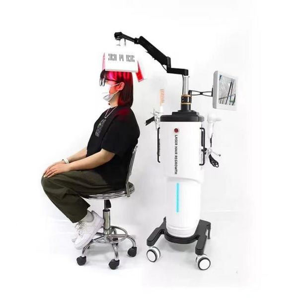 

latest 650nm pdt semiconductor laser hair restoration hair growth vibration massage comb analyzer machine, Black