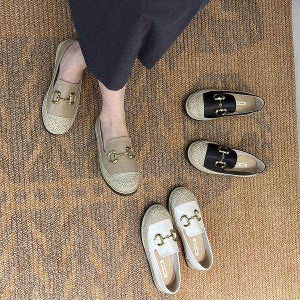 

dress shoes women's straw fisherman's shoes 2023 spring and autumn new soft sole light single shoes fashion flat bottom four seaso, Black