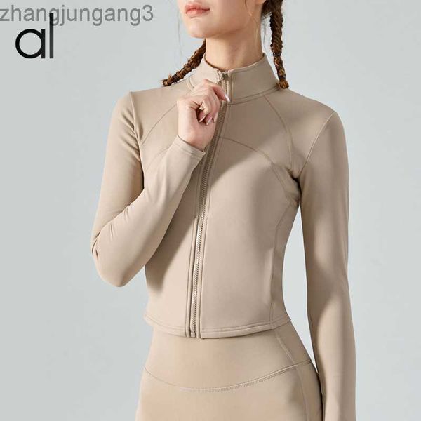 

designer alos yoga autumn and winter new stand-up collar plush thickened yoga jacket outdoor leisure running sports warm fitness, Black;brown