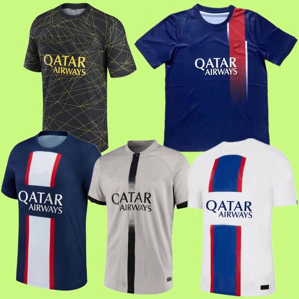 

psg mbappe soccer jerseys 2022 23 24 di maria wijnaldum sergio ramos hakimi fourth maillots football kit icardi verratti, Black;yellow