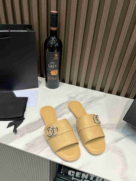 

designer luxury sandals ballet flats women single shoe coco tweed mules slippers sandal genuine leather lambskin casual shoes flip flops siz, Black