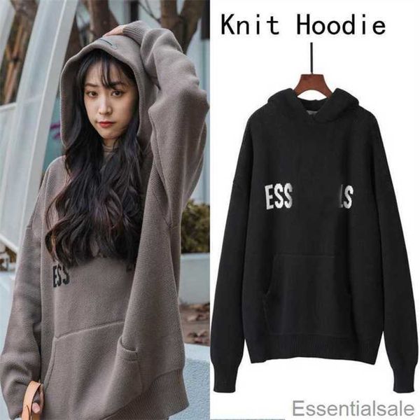 

hoodie women knit sweaters essentiall hoodies long sleeves autumn winter designer embroidery pullover oversized coat casual jumper united ki, White;black