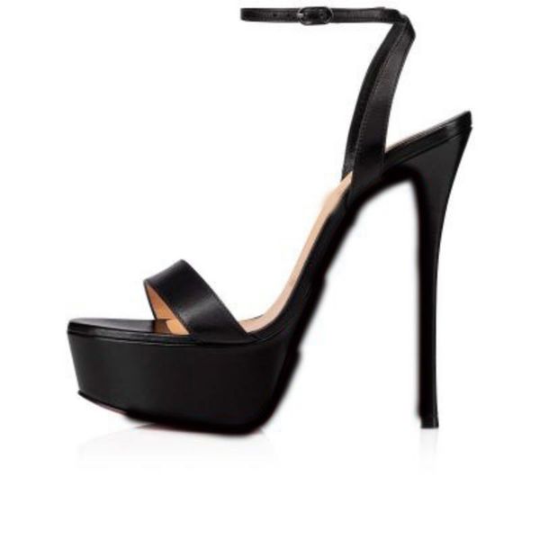 

23 sandals this shoe is luxurious and soft napa leather with exquisite ankle strap on 150mm wrapped stiletto heel and asymmetrical front str, Black