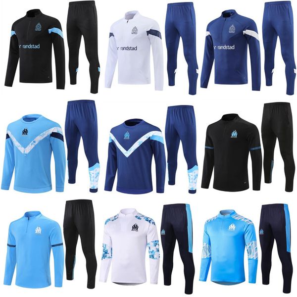 

20 21 22 23 kids soccer tracksuits milik payet marseilles survetement jacket fottball training suit veste maillot de foot olympique om track, Black