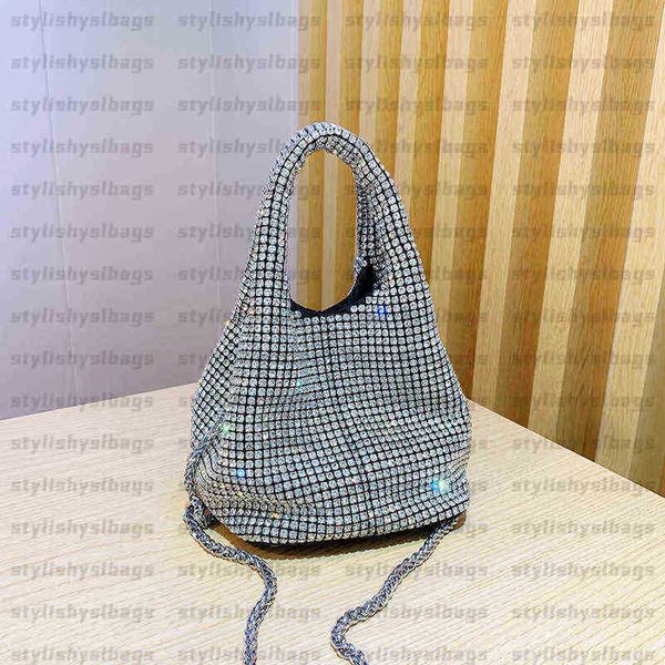 

clutch bags luxury designer handbags 2022 women shoulder bag female shopper purse fashion casual shiny rhinestone chain bucket crossbody bag