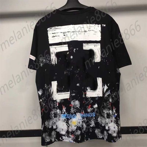 

trendy off style white women men's t-shirts star speckled arrow print ow short t-shirt men and women's bf half sleeve mother of ba, White;black