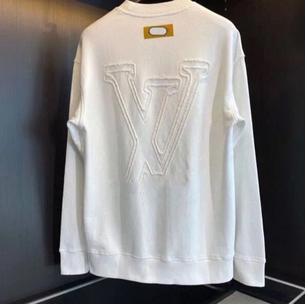 

men's t-shirts correct high-end quality thin velvet autumn and winter embroidery embroidered letters logo do old round neck sweater tid, White;black