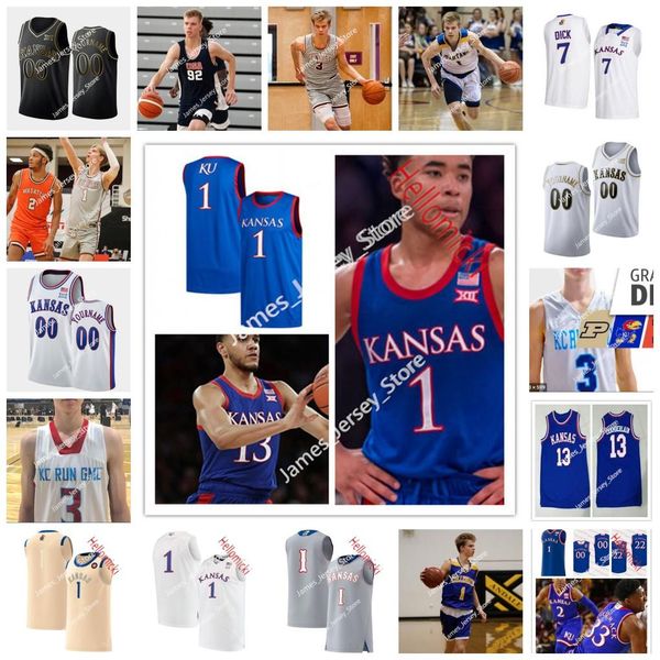 

college basketball wears custom ku kansas jayhawks basketball jerseys gradey dick jersey stitched, Black