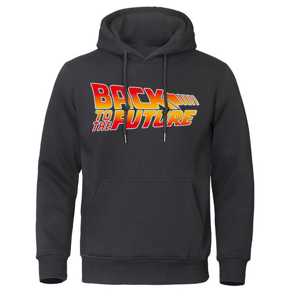 

mens hoodies sweatshirts back to the future hoodies men autumn winter pullovers letter print casual male sweatshirts streetwear man hip hop, Black