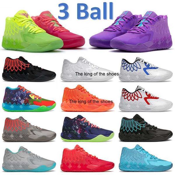 

lamelo ball mens basketball shoes 3 three balls 1of1 mb.01 rick and morty queen city black blast white silver be you not from