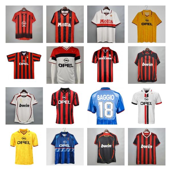 

gullit home retro soccer jerseys maldini van basten kaka inzaghi milan pirlo shevchenko baggio ac 88 89 91 92 93 94 95 96 97 98 99 00 1995 1, Black;yellow
